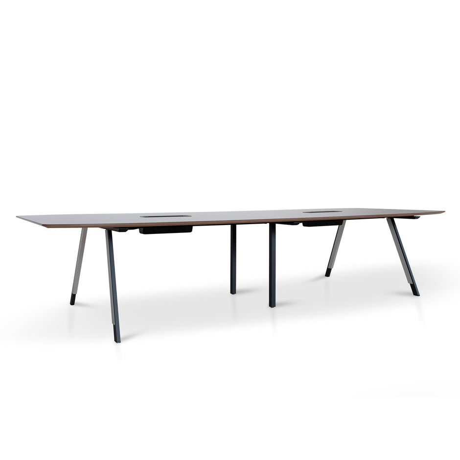 COT10442-SN 3.6m Boardroom Meeting Table - Walnut Top With Black Legs
