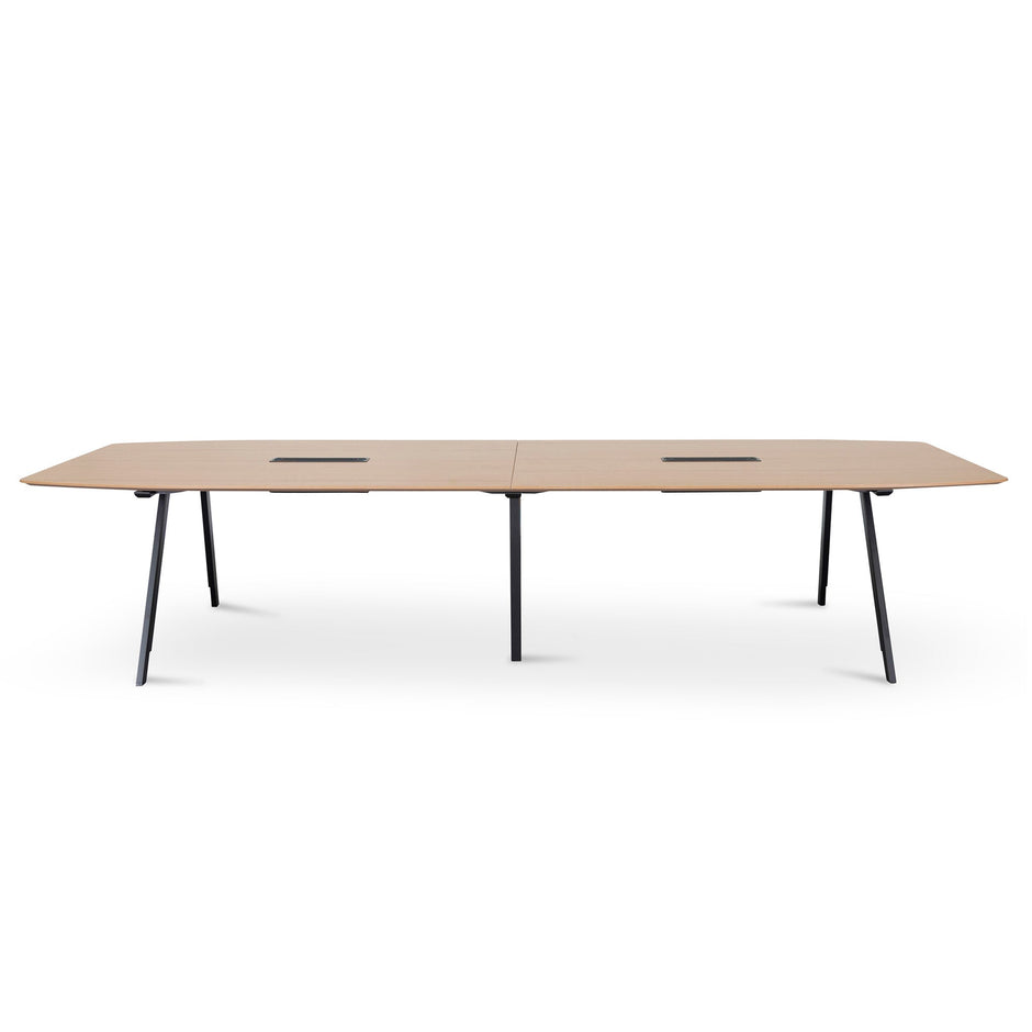 COT8124-SN 3.6m Natural Boardroom Meeting Table - Full Black Legs
