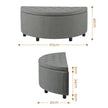 Artiss Storage Ottoman Bench Linen Fabric Tufted Half Round Footstool Grey