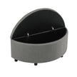 Artiss Storage Ottoman Bench Linen Fabric Tufted Half Round Footstool Grey