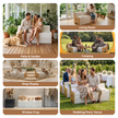 Artiss Folding Kraft Paper Sofa 3 Seater Accordion Bench with PU Leather Cushion Collapsible Couch 300kg Capacity 150x59x63cm