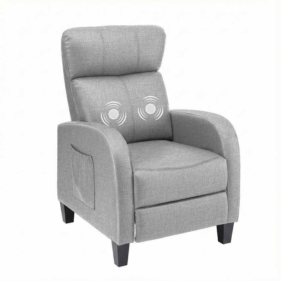 Artiss Massage Recliner Chair Small Recliner Sofa for Adults Fabric Grey