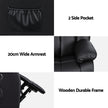 Artiss Manual Massage Recliner Chair for Living Room, Leather Sofa Lounge Reclining Chair with 2 USB Port, 160° Recline Reading Chair with 20CM Wide Armrests, 8 Point Vibration & Lumbar Heat, Black