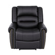 Artiss Leather Manual Recliner Chair with USB Charge Port, Overstuffed Armchair Sofa for Living Room and Nursery, Asjustable Theater Reclining Lounge with Comfortable Wide Seat, 150kg Capacity, Black