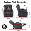 Artiss Power Lift Recliner Chair with Massage and Heat for Elderly, Electric Sofa Reclining Chair with USB and Phone Holder, PU Leather Comfy Armchair for Living Room, 2 Cup Holder & 4 Pockets, Black