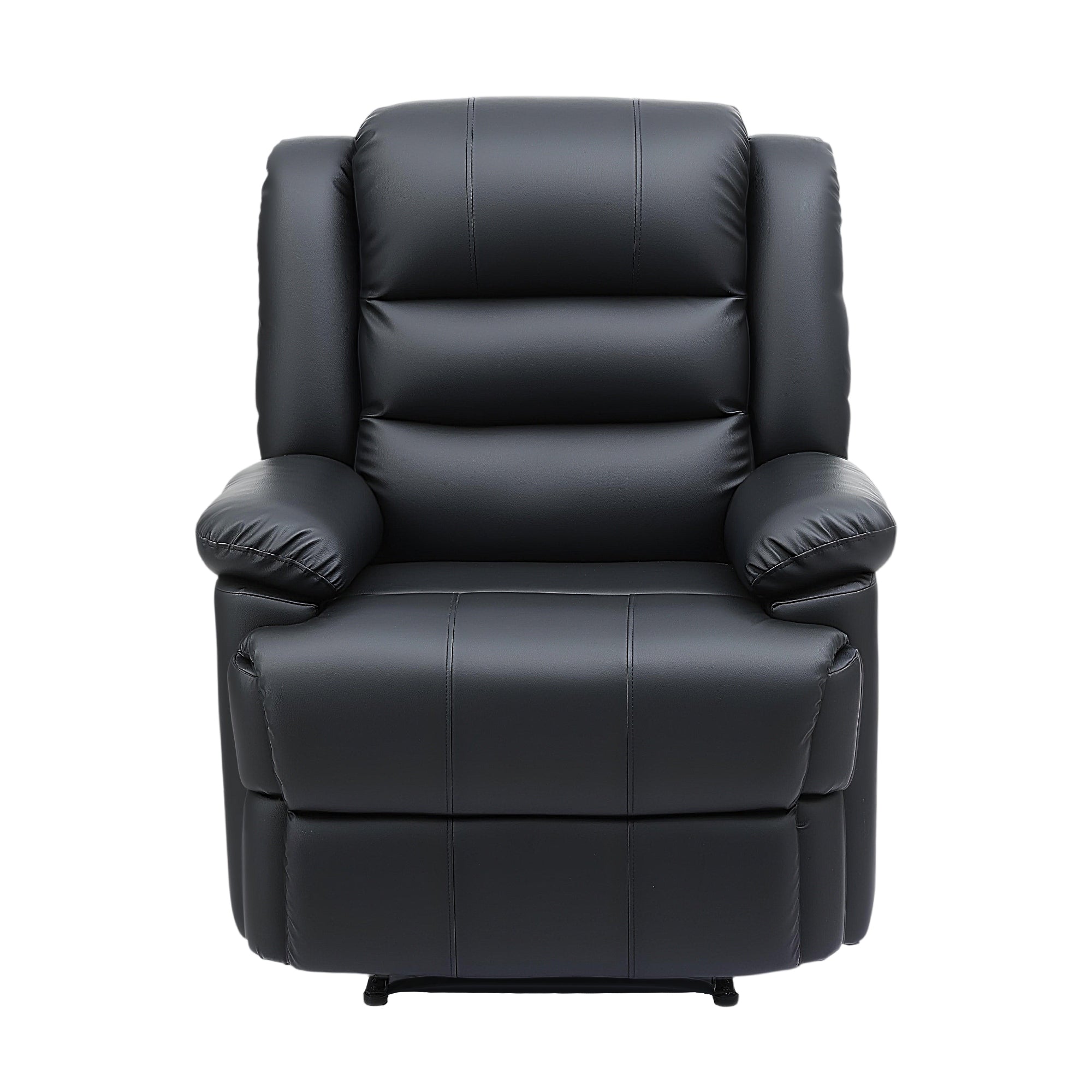 Artiss Manual Recliner Chair Leather Reclining Sofa with 16color Led Black