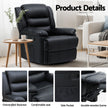 Artiss Manual Recliner Chair Leather Reclining Sofa with 16color Led Black