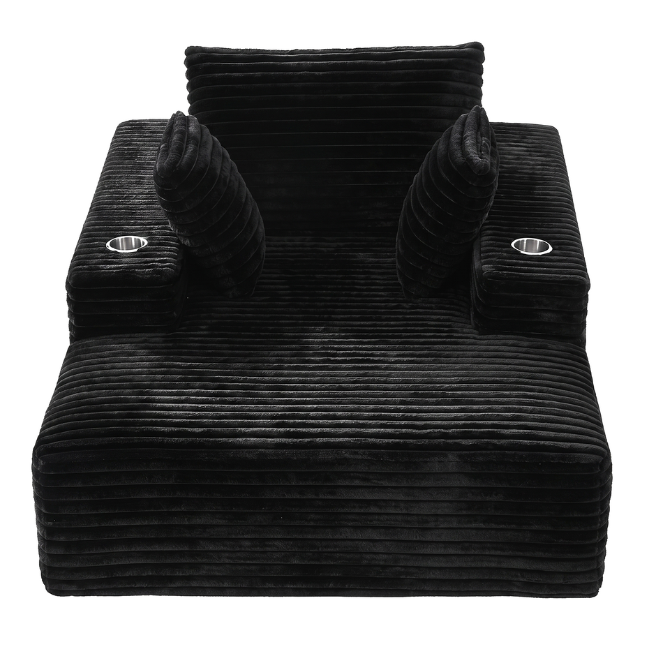 Artiss Sofa Bed Lounge Chair Sleeper Couch Chaise Single Seater Faux Fur Black