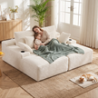 Artiss Double Chaise Lounge Sofa 2-Seater Modular Sofa Lounge Chair Couch Beige