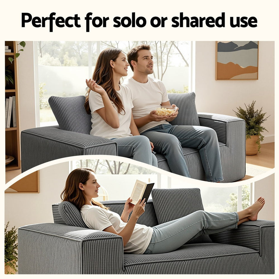 Artiss 2 Seater Sofa Loveseat Sofas Bed Couch No Assembly Corduroy Small Couches Apartement