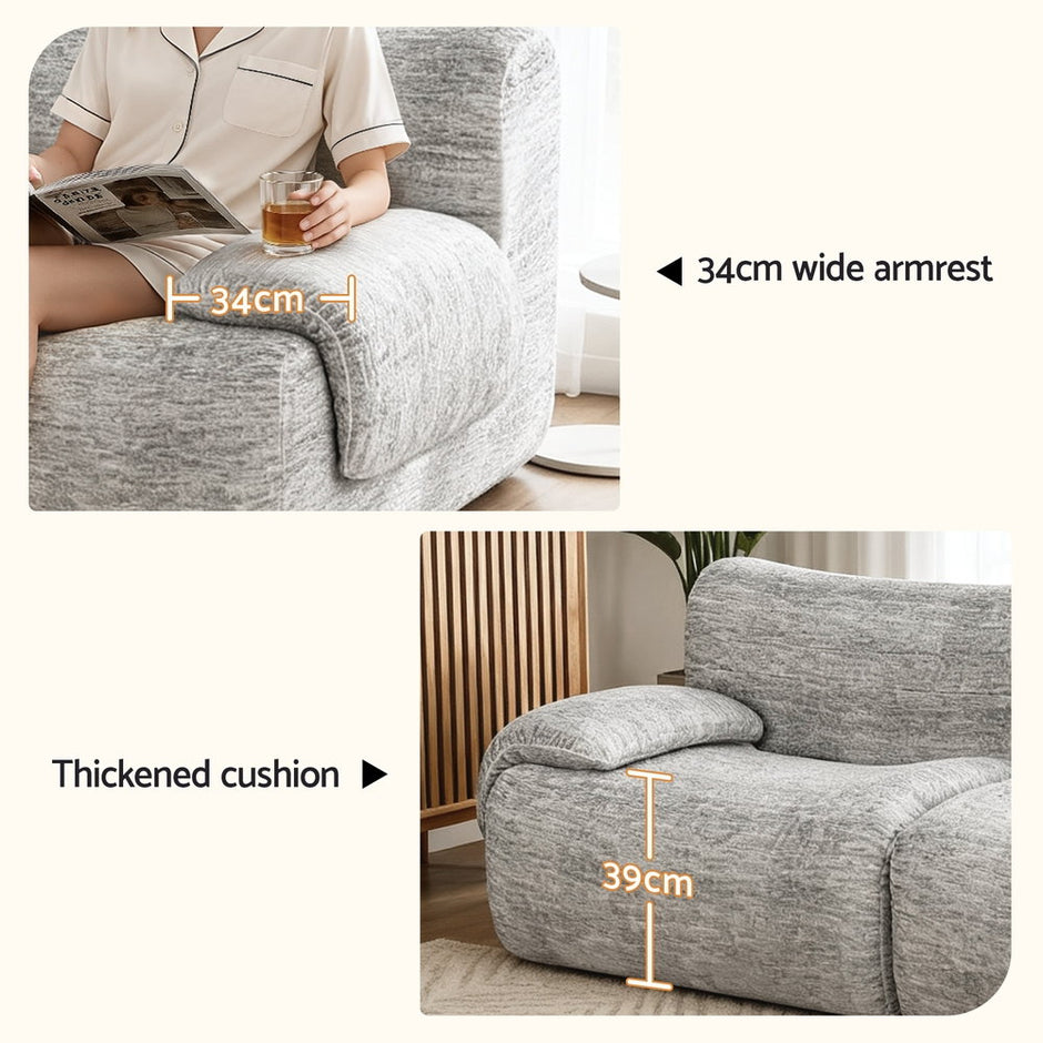 Artiss 2 Seater Sofa Modular Sectional Sofas Couch Bed No Assembly Living Room Grey