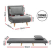 Artiss Sofa Bed Convertible Couch Recliner Lounge Chair Linen Grey