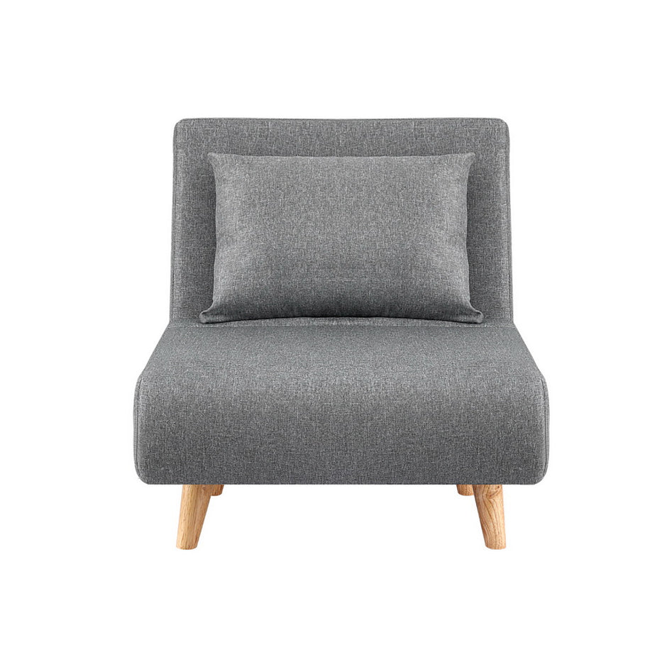 Artiss Sofa Bed Convertible Couch Recliner Lounge Chair Linen Grey