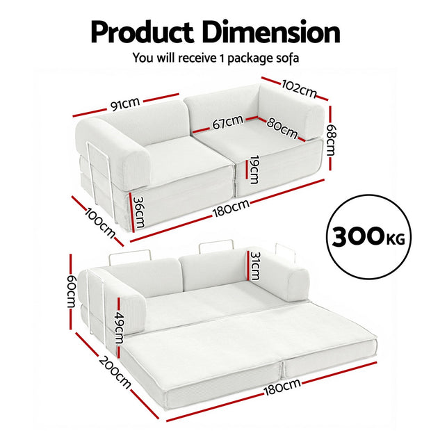 Artiss Convertible Folding Sofa Bed Beign