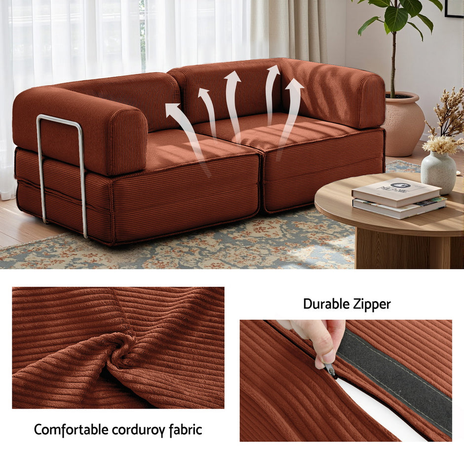 Artiss Convertible Folding Sofa Bed Orange