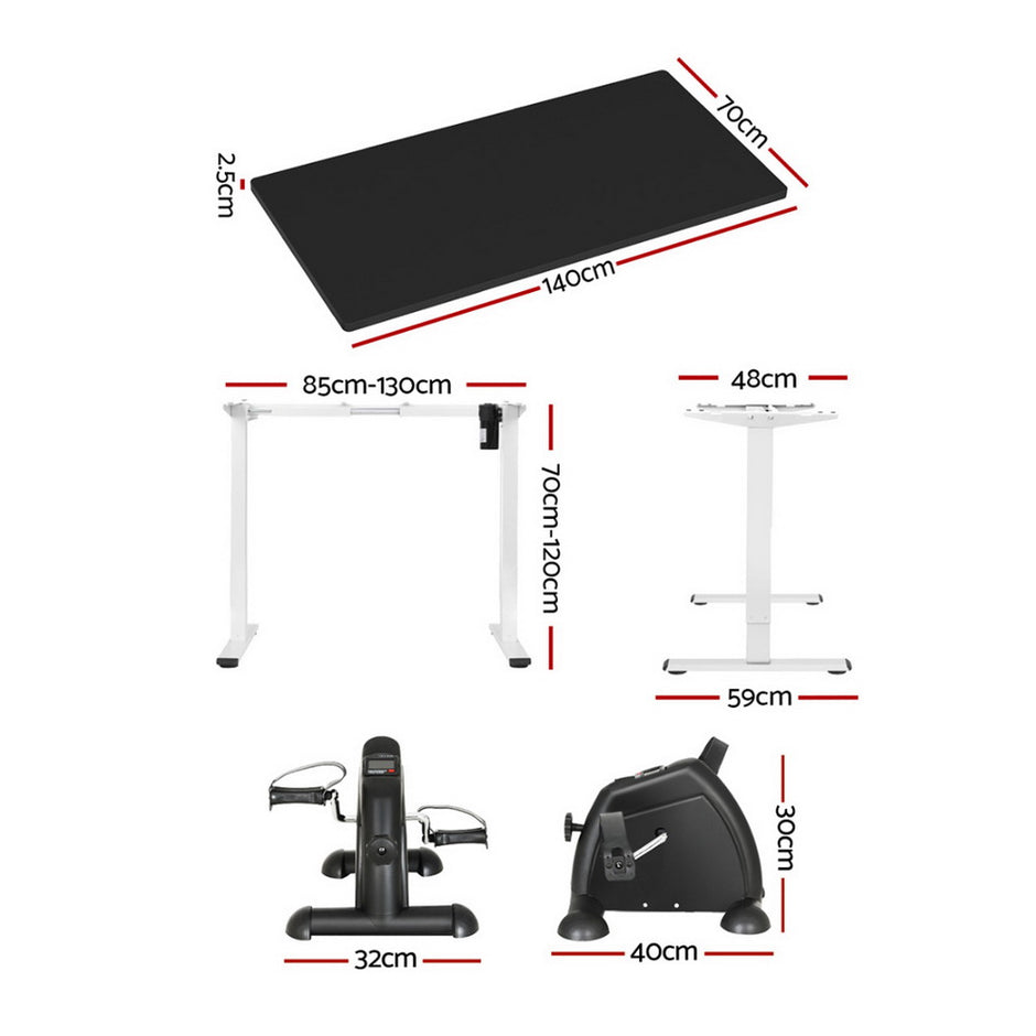 140cm Artiss Electric Standing Desk with Mini Pedal Exercise Bike Home Office