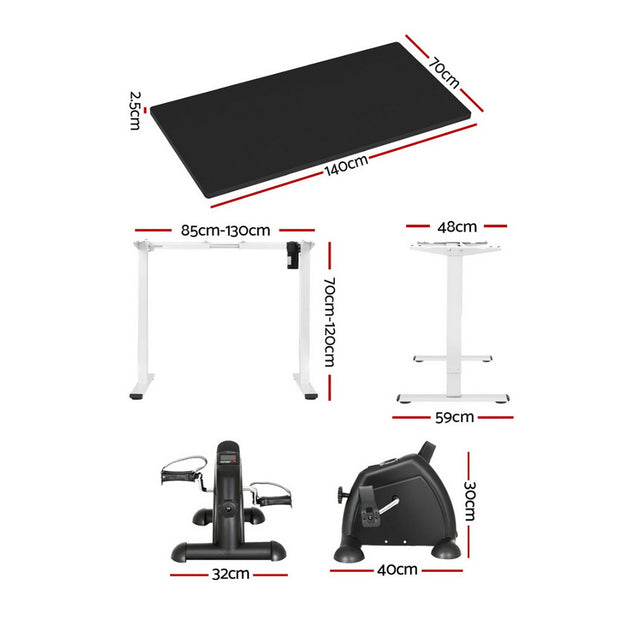 140cm Artiss Electric Standing Desk with Mini Pedal Exercise Bike Home Office