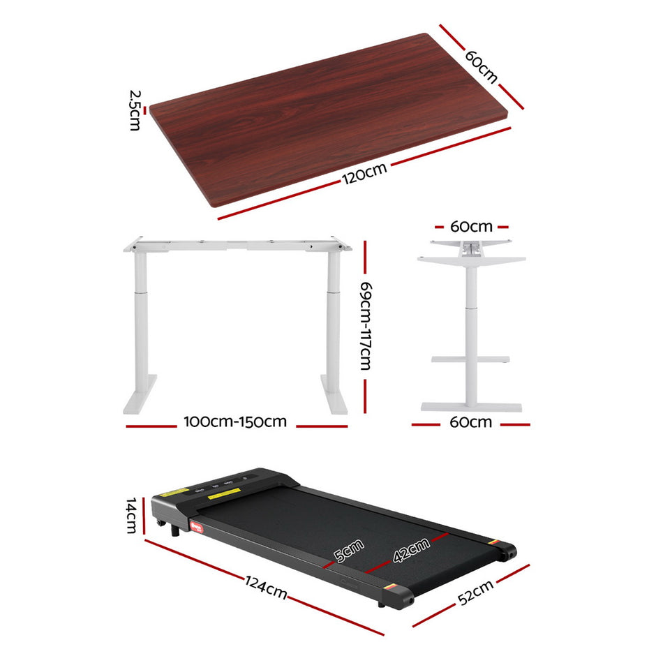 Artiss 400mm Treadmill Electric Walking Pad with 120cm Automatic Standing Desk