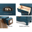Artiss 2x Bedside Table 3 Drawers Vintage - THYME Blue