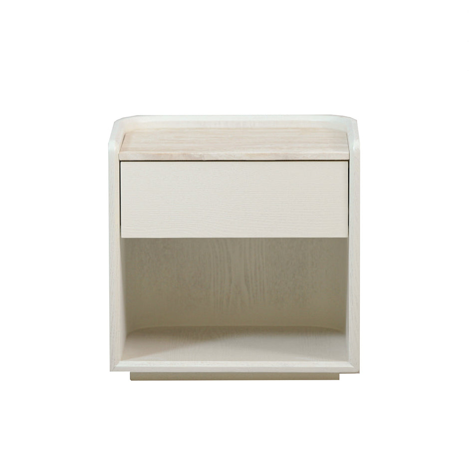 CST10179-DW 50cm Travertine Bedside Table - Ivory Oat