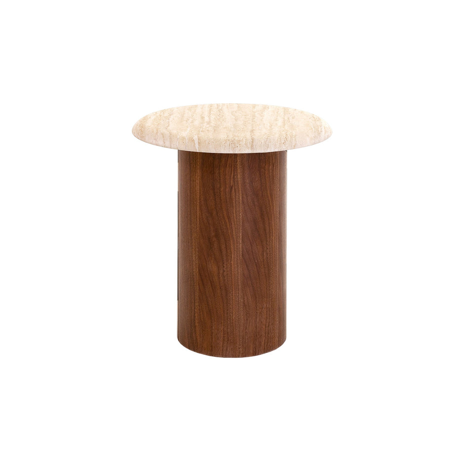 CST10253-IG Walnut Side Table - Stone Look Beige