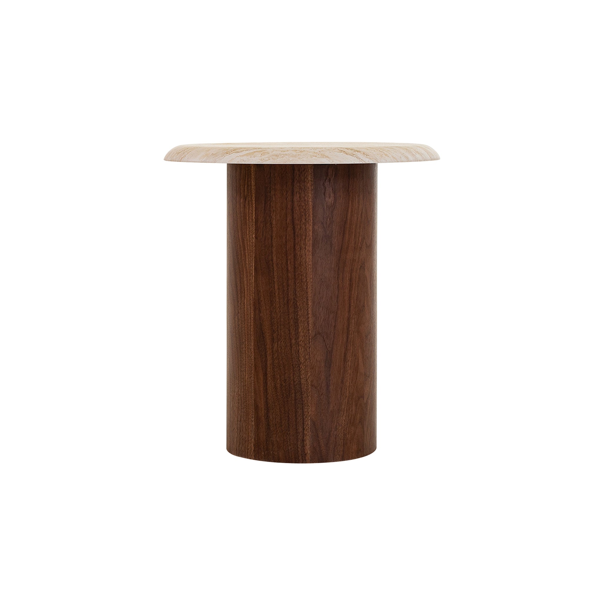 CST10253-IG Walnut Side Table - Stone Look Beige