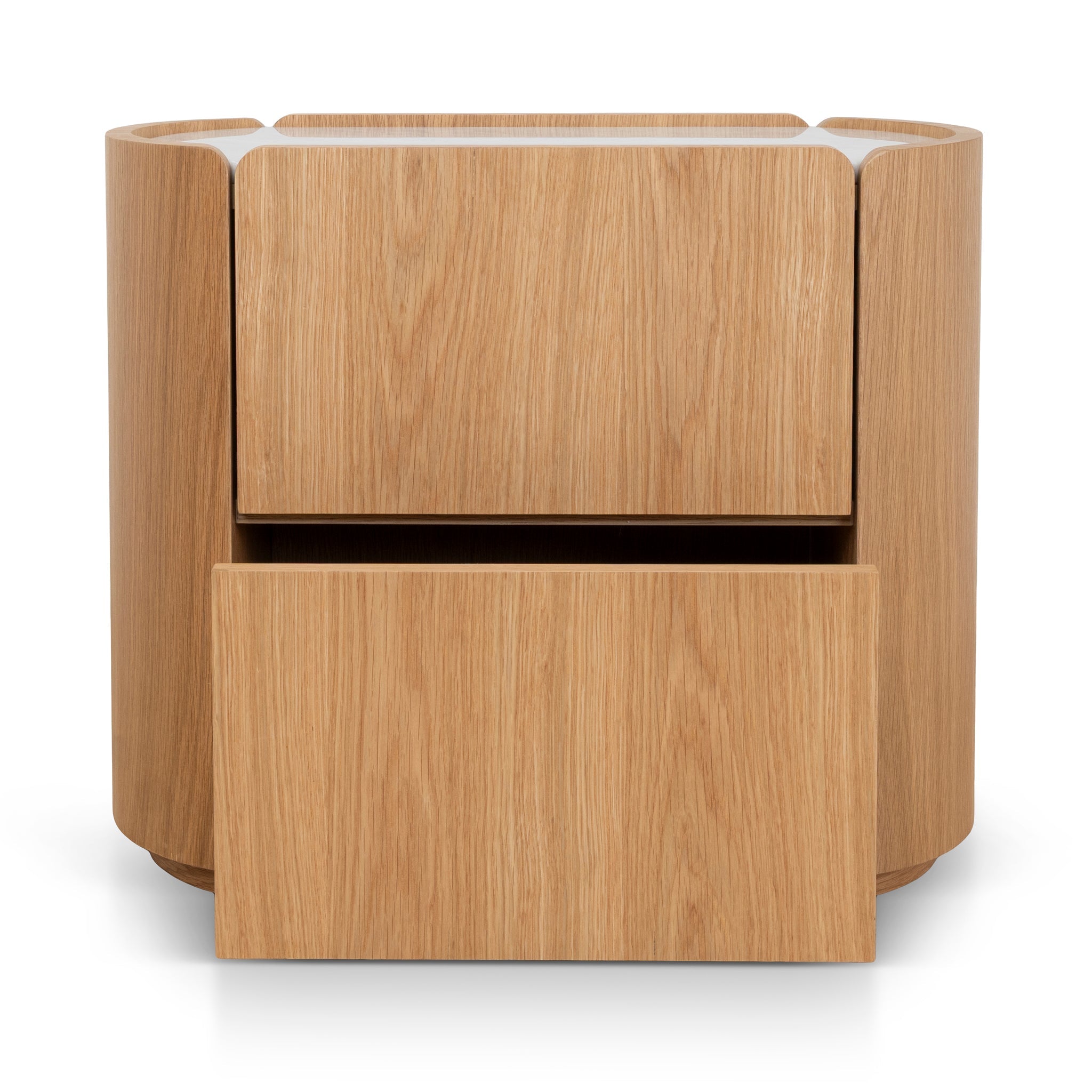 CST10300-CN 60cm Bedside Table - Natural Oak with Marble Top