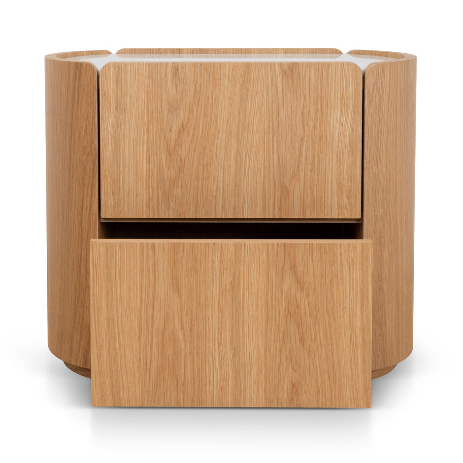 CST10300-CN 60cm Bedside Table - Natural Oak with Marble Top