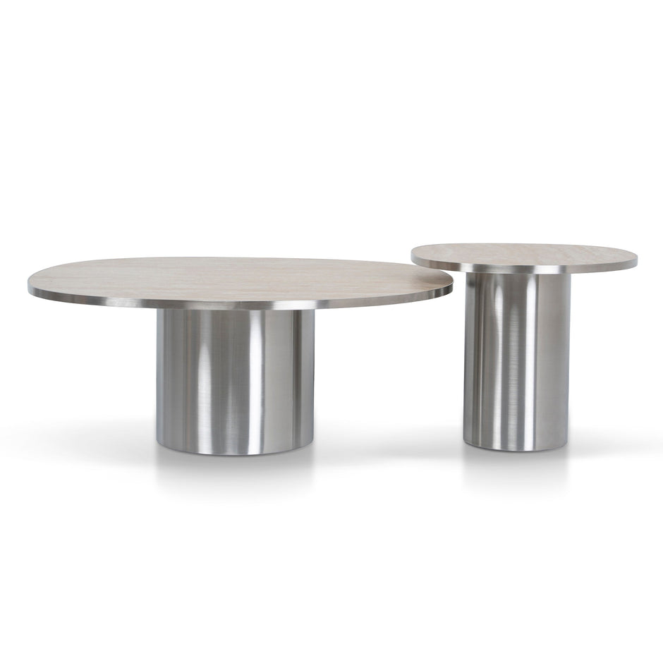 CST10316-NY Nested Porcelain Coffee Table - Stainless Steel
