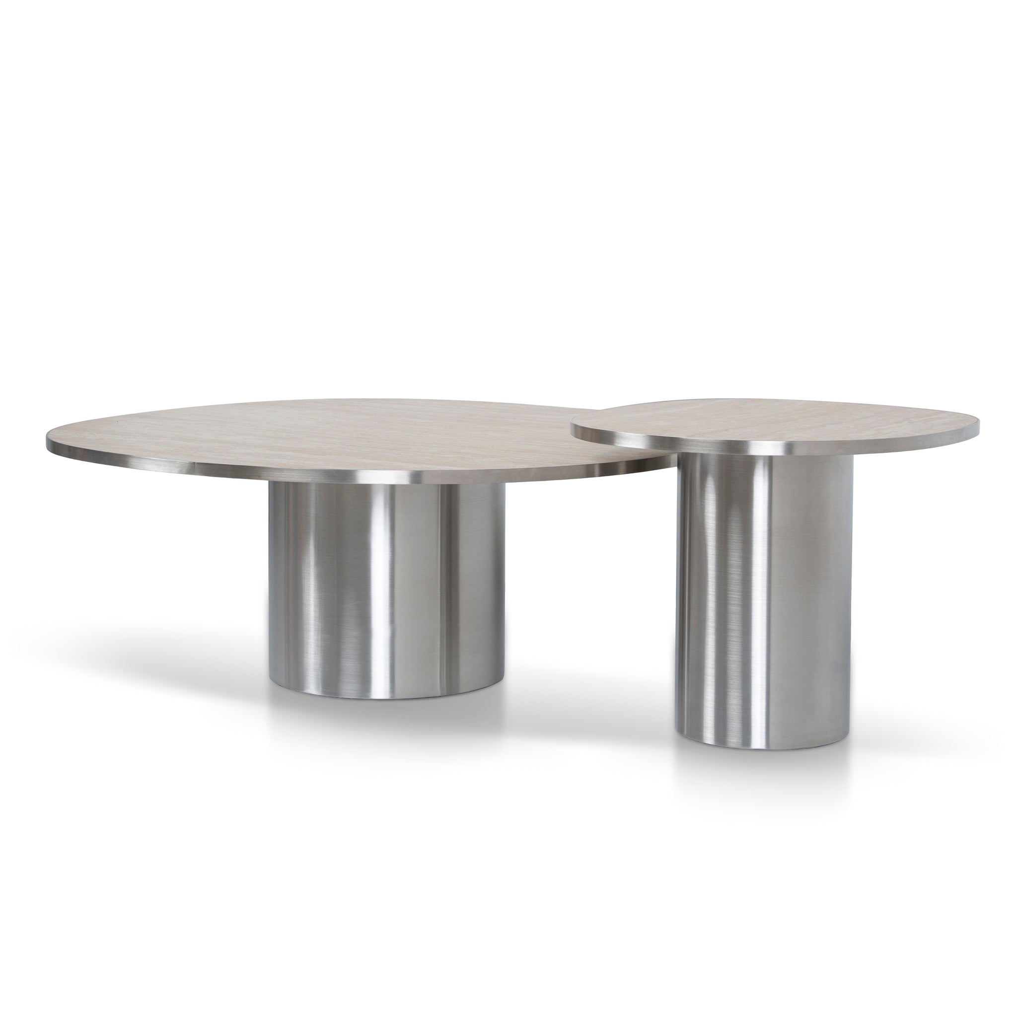 CST10316-NY Nested Porcelain Coffee Table - Stainless Steel