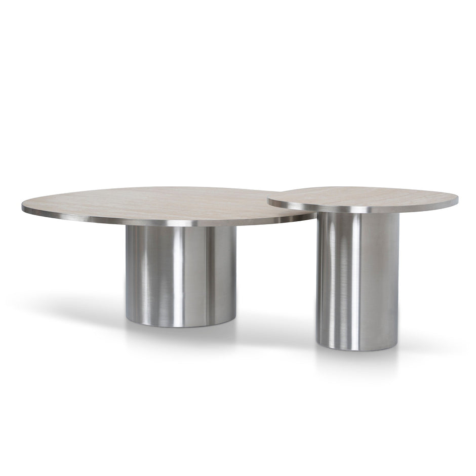 CST10316-NY Nested Porcelain Coffee Table - Stainless Steel