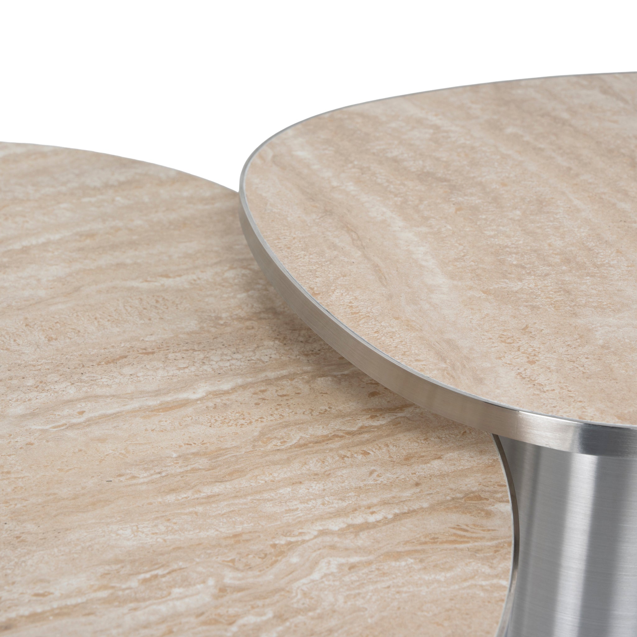 CST10316-NY Nested Porcelain Coffee Table - Stainless Steel