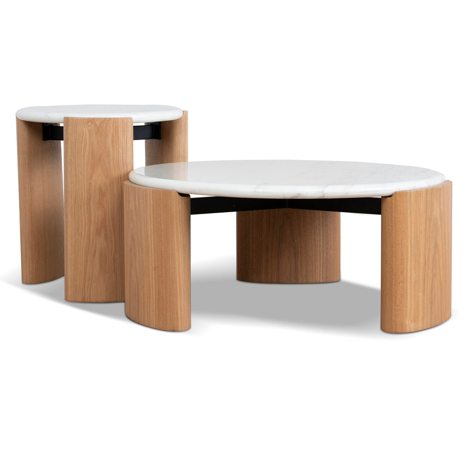 CST10318-NY Nested Carrara Marble Coffee Table - Natural