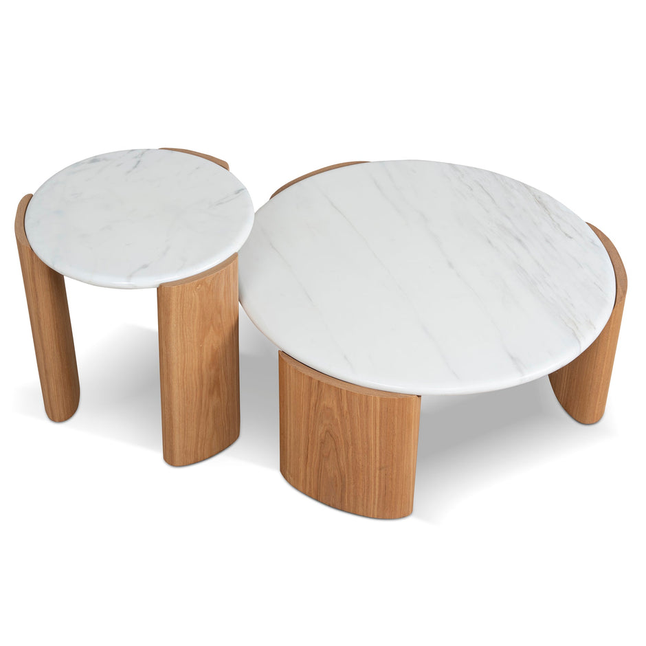 CST10318-NY Nested Carrara Marble Coffee Table - Natural