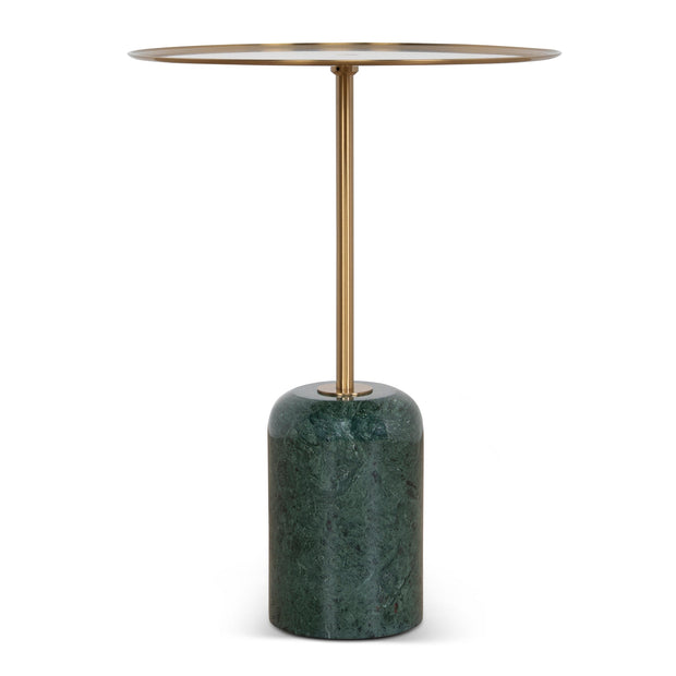 CST10320-NY 45cm Brushed Gold Side Table - Green Crystal