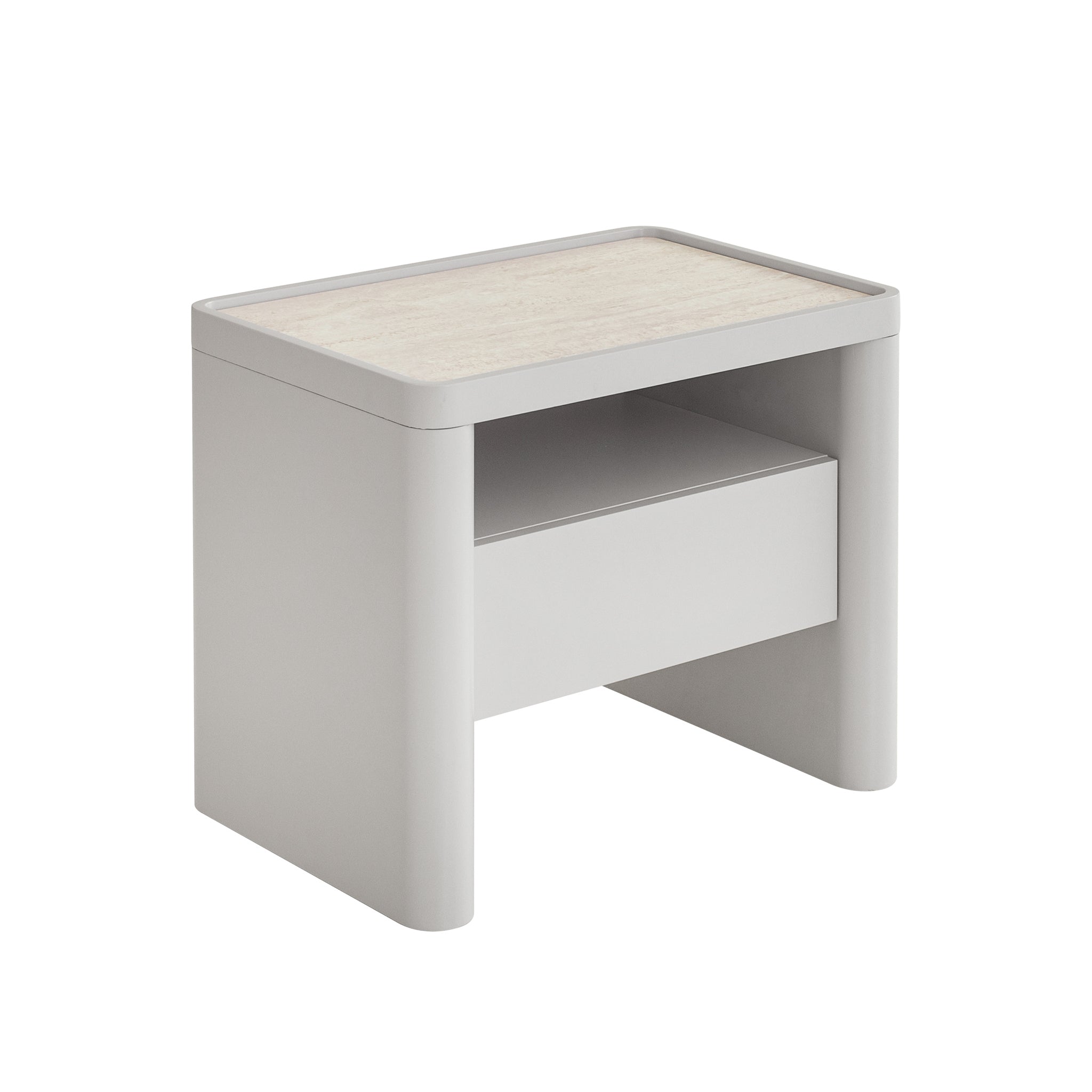 CST10539-IG Glass Top Bedside Table - Warm Grey