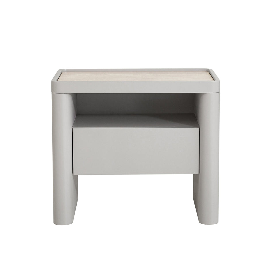 CST10539-IG Glass Top Bedside Table - Warm Grey