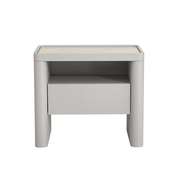 CST10539-IG Glass Top Bedside Table - Warm Grey