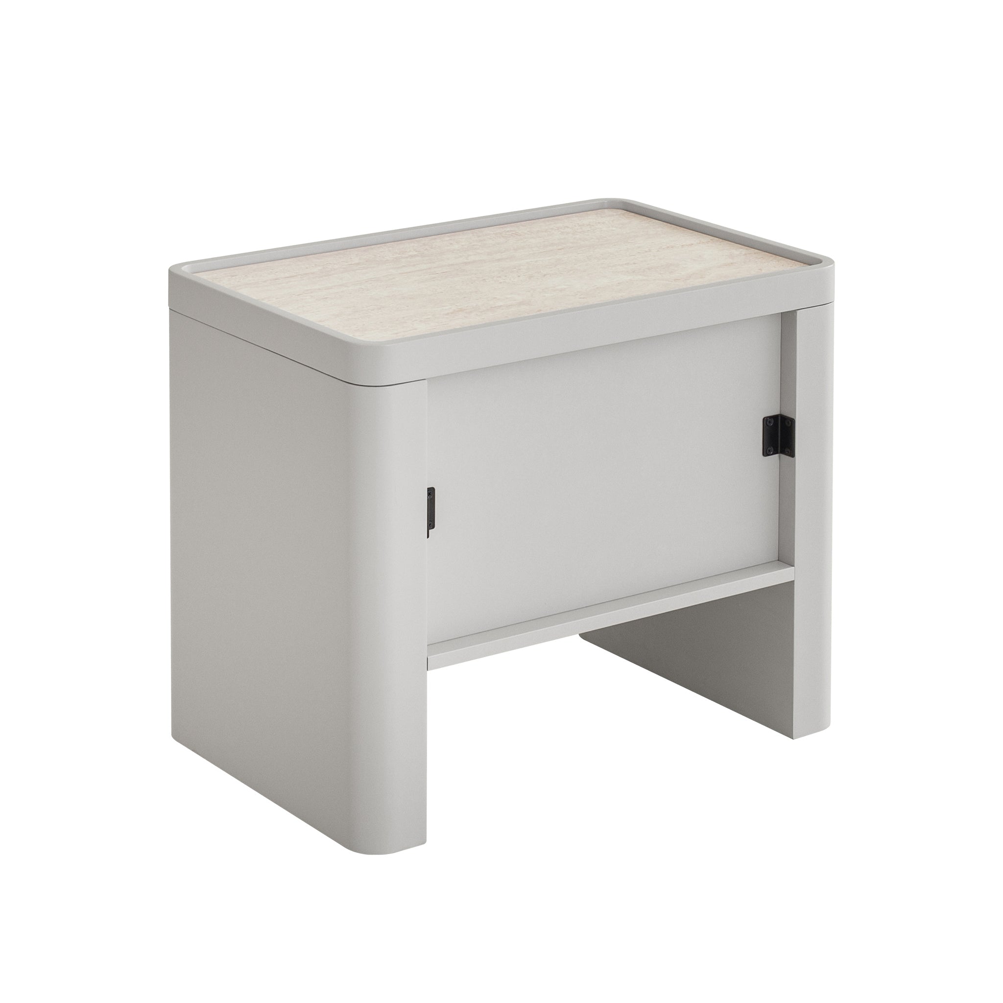 CST10539-IG Glass Top Bedside Table - Warm Grey
