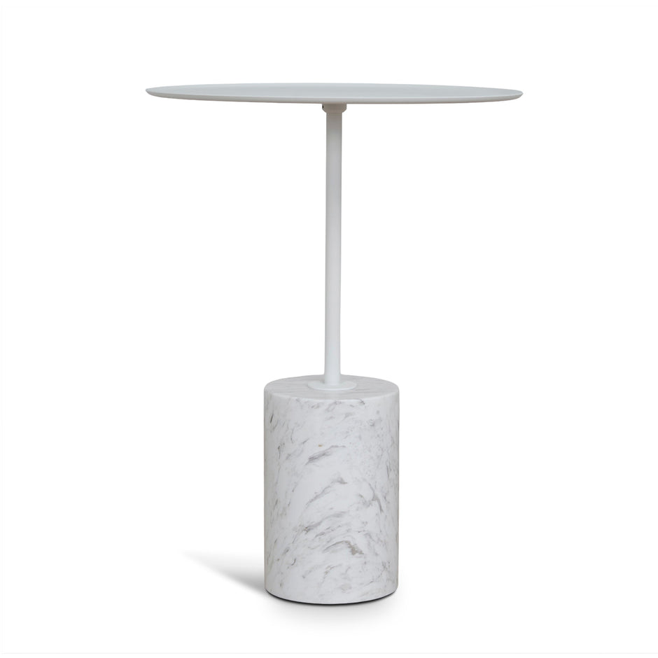 CST10979-NY 45cm Matte White Side Table - Carrara Marble