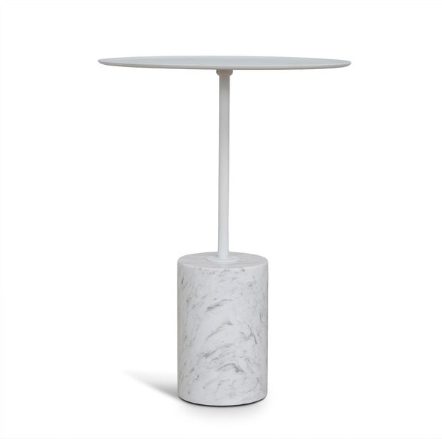 CST10979-NY 45cm Matte White Side Table - Carrara Marble