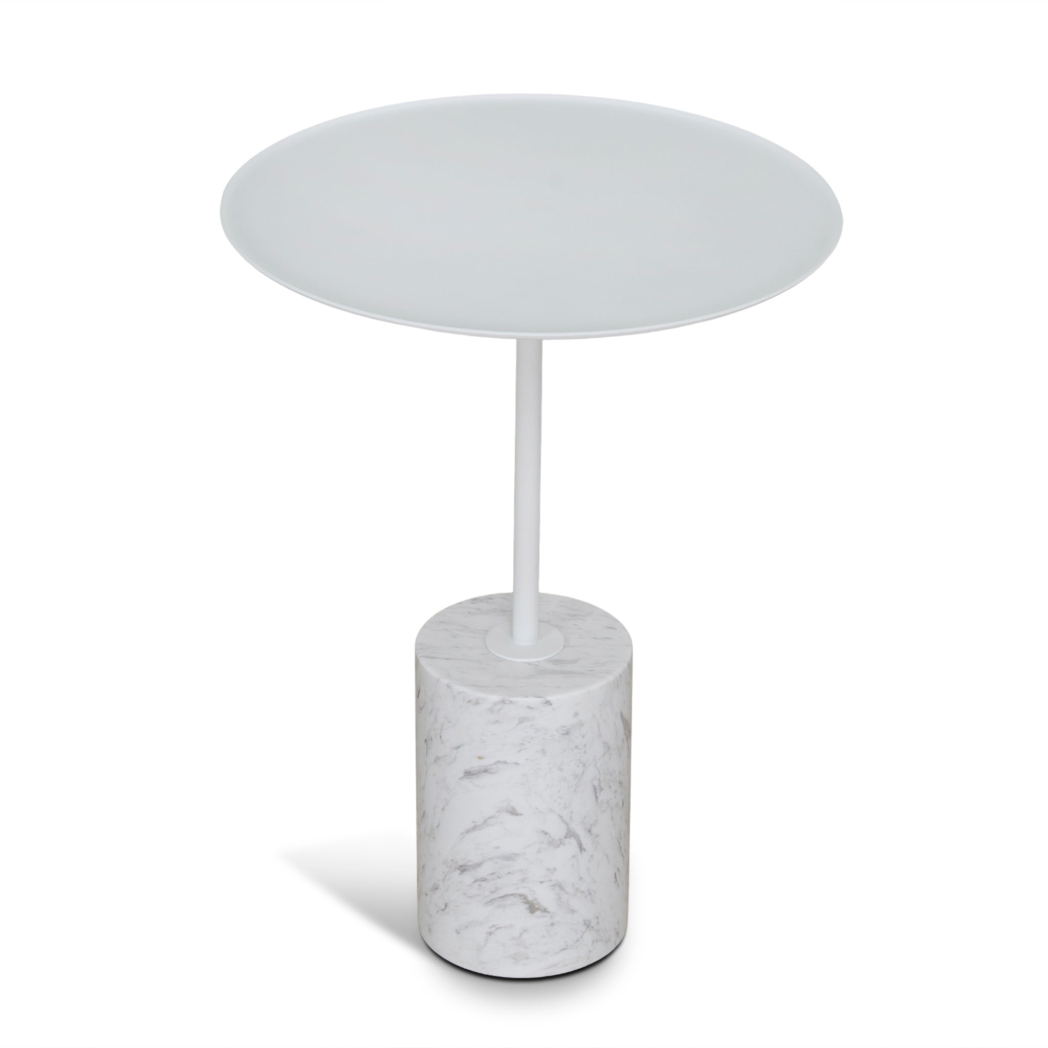 CST10979-NY 45cm Matte White Side Table - Carrara Marble