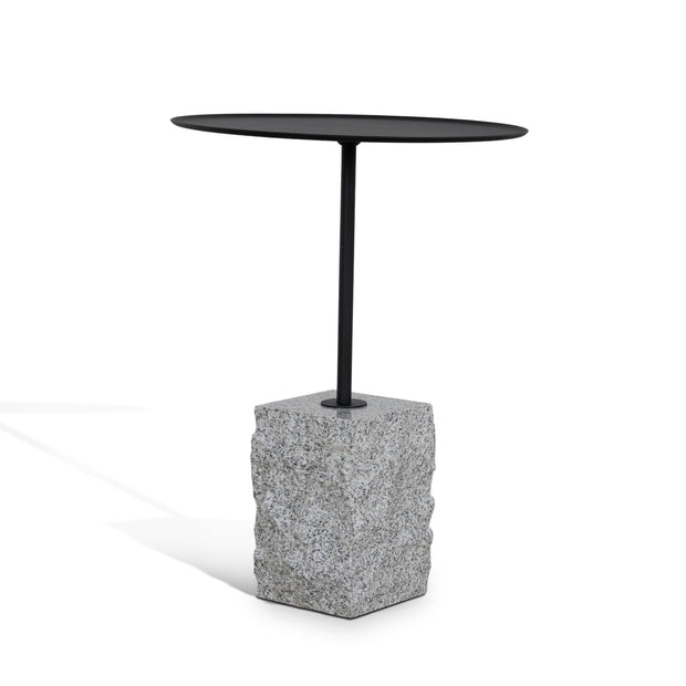 CST10980-NY 45cm Matte Black Side Table - Faceted Granite Marble
