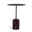 CST10981-NY 45cm Matte Black Side Table - Rosso Levanto Marble