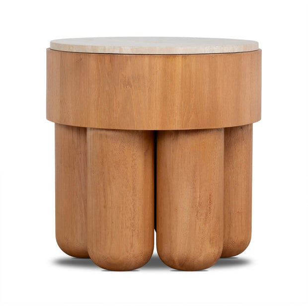 CST12149-NI 50cm Round Travertine Side Table - Natural