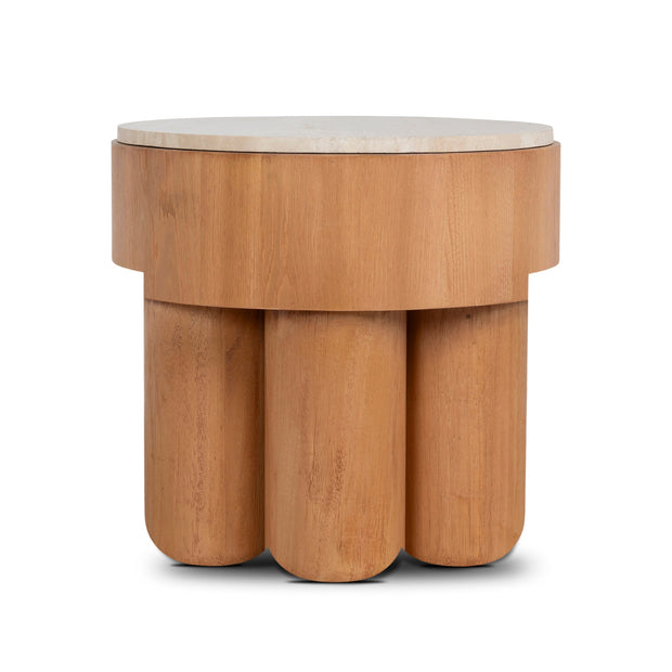 CST12149-NI 50cm Round Travertine Side Table - Natural