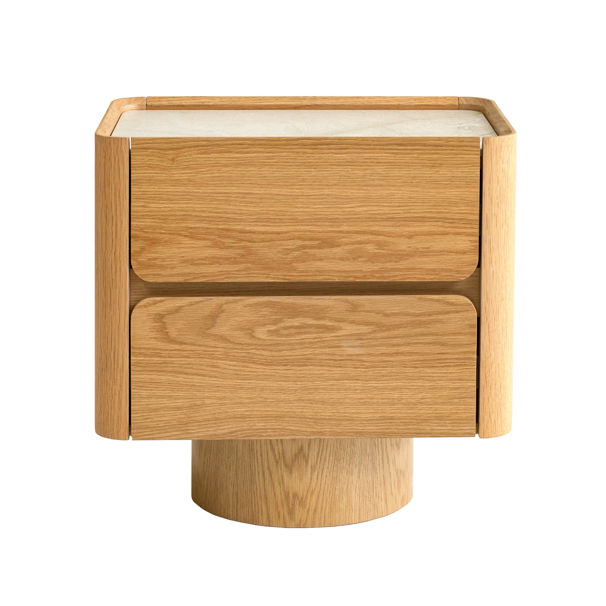CST12554-IG Stone Top Bedside Table - Natural