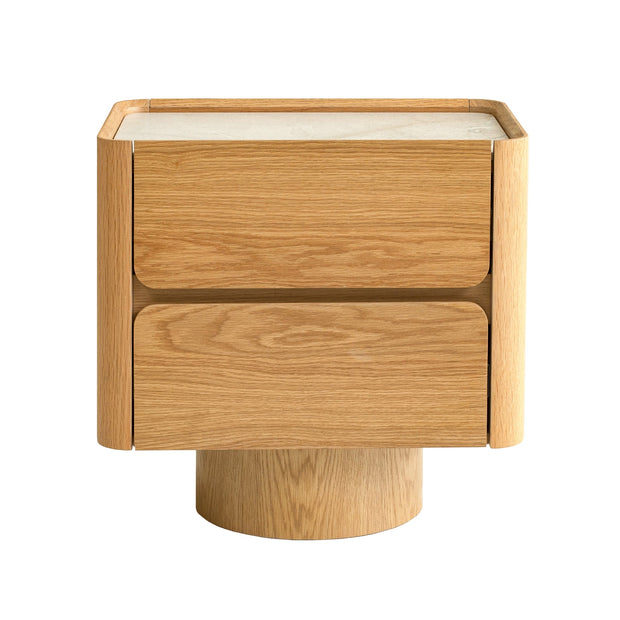 CST12554-IG Stone Top Bedside Table - Natural