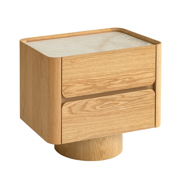 CST12554-IG Stone Top Bedside Table - Natural