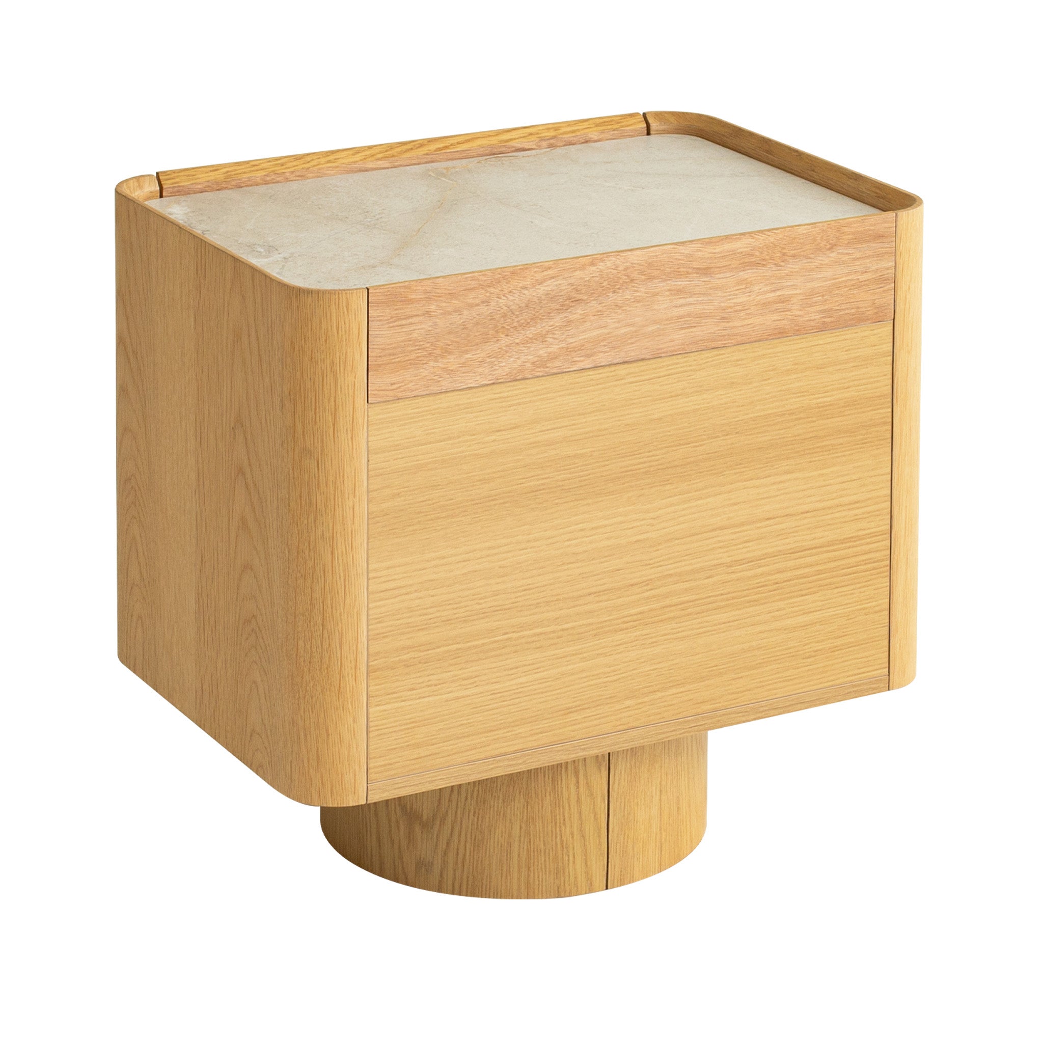CST12554-IG Stone Top Bedside Table - Natural